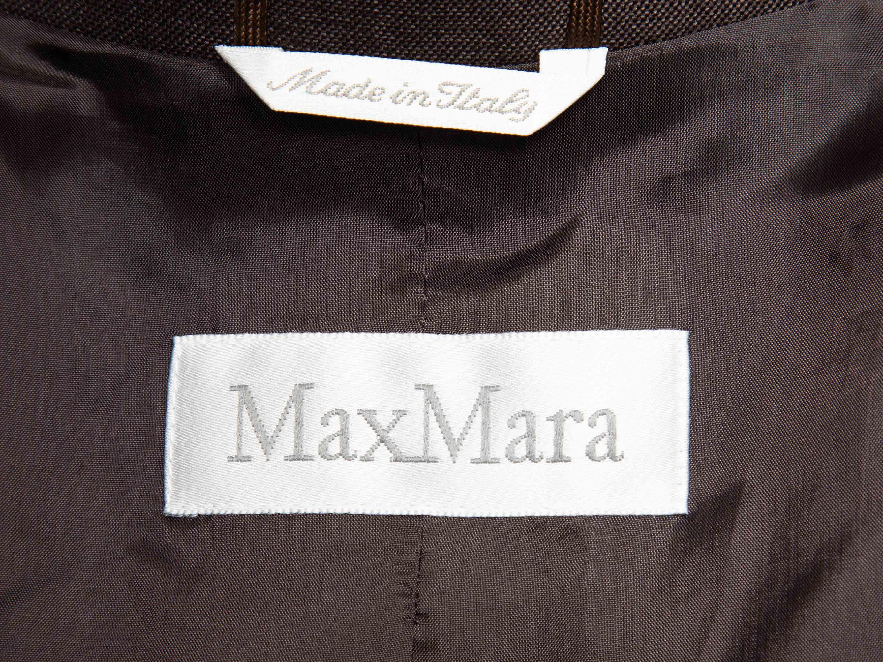 Blazer en laine vierge et soie Max Mara marron Taille 8 Bon état - En vente à New York, NY