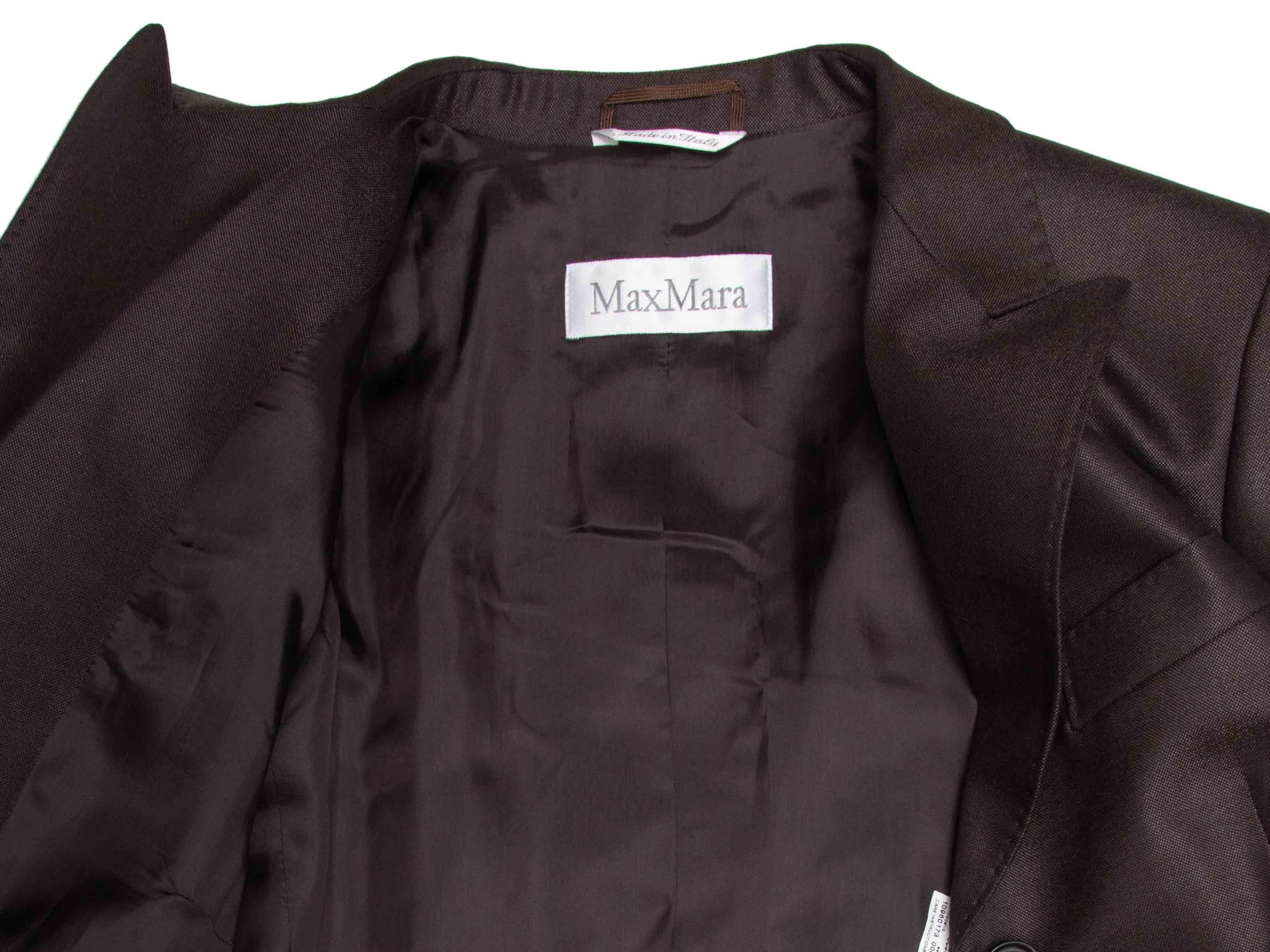 Blazer en laine vierge et soie Max Mara marron Taille 8 en vente 1