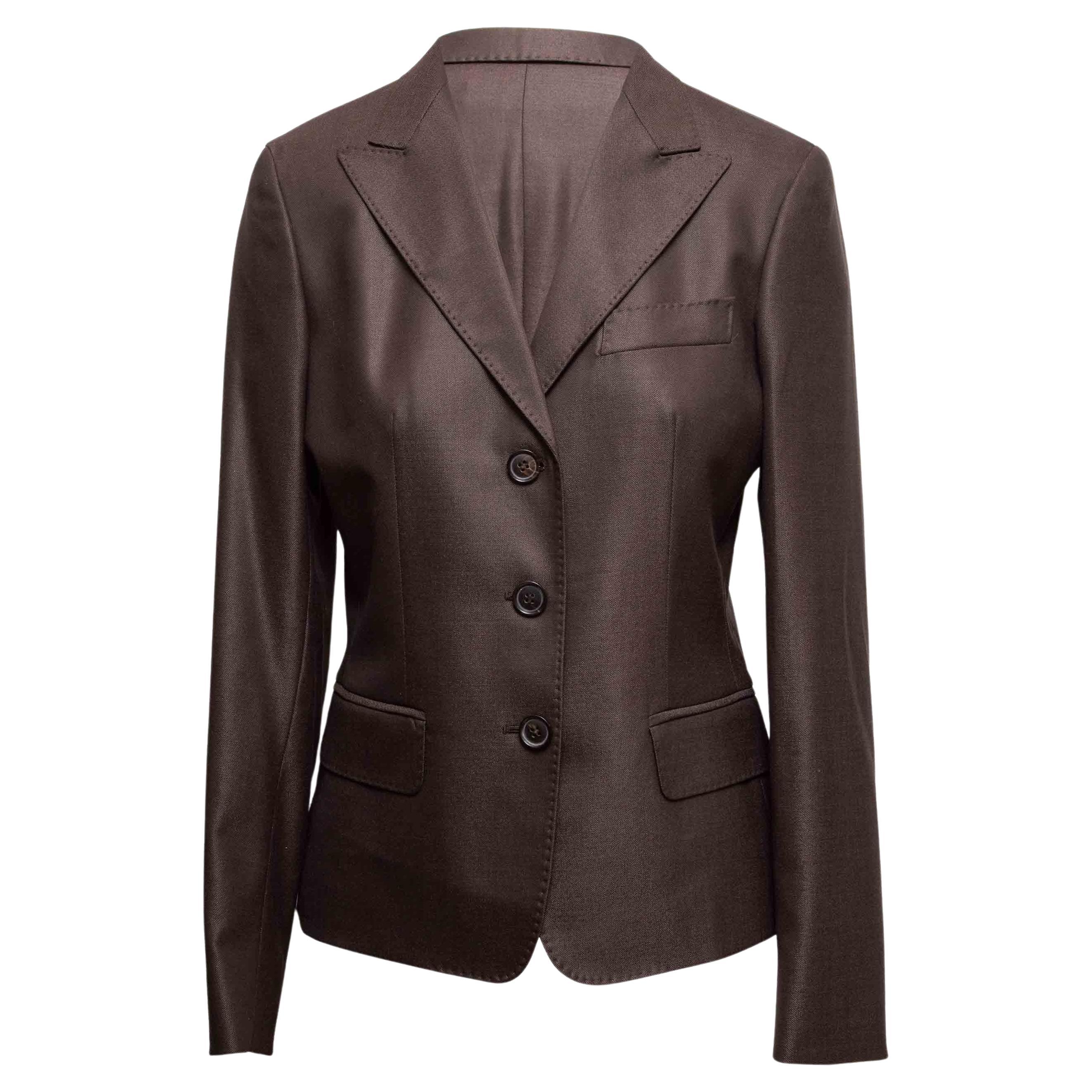 Brauner Max Mara Blazer aus Schurwolle und Seide Größe US 8