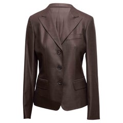 Brown Max Mara Virgin Wool & Silk Blazer Size US 8