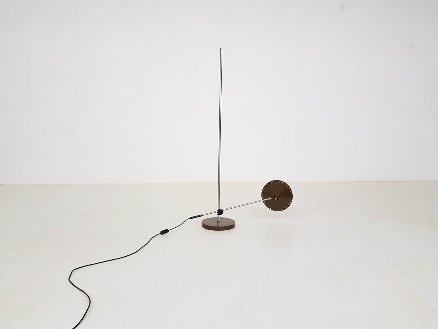 Brown Metal Adjustable Floor Lamp by Anvia Attribute, Hoogervorst, Dutch Design 1