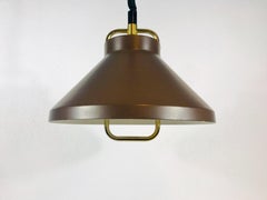 Brown Metal and Brass Pendant Lamp by Jo Hammerborg for Fog & Mørup, 1970s