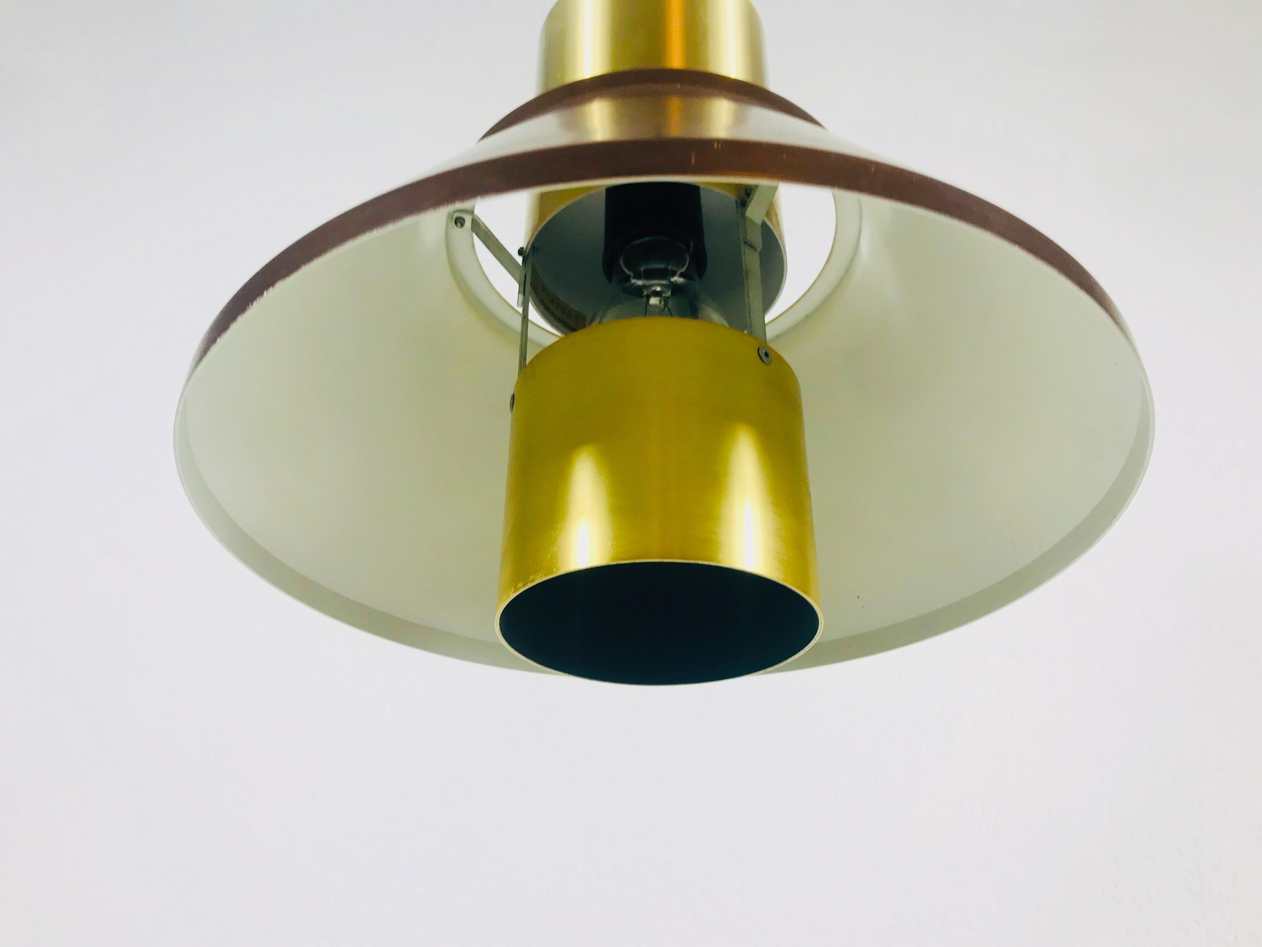Late 20th Century Brown Metal and Brass Pendant Lamp by Jo Hammerborg for Fog & Mørup, 1970s