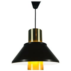 Brown Metal and Brass Pendant Lamp by Jo Hammerborg for Fog & Mørup, 1970s