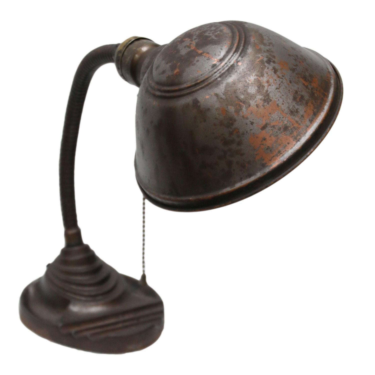Brown Metal Vintage Industrial Cast Iron Desk Light In Fair Condition In Amsterdam, NL
