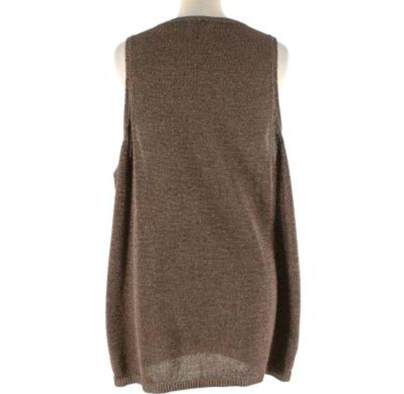 Brown Metallic Cotton-Lurex Knitted Top In Good Condition For Sale In London, GB