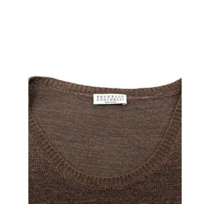 Women's Brown Metallic Cotton-Lurex Knitted Top For Sale