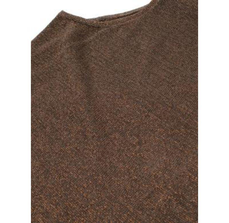 Brown Metallic Cotton-Lurex Knitted Top For Sale 1