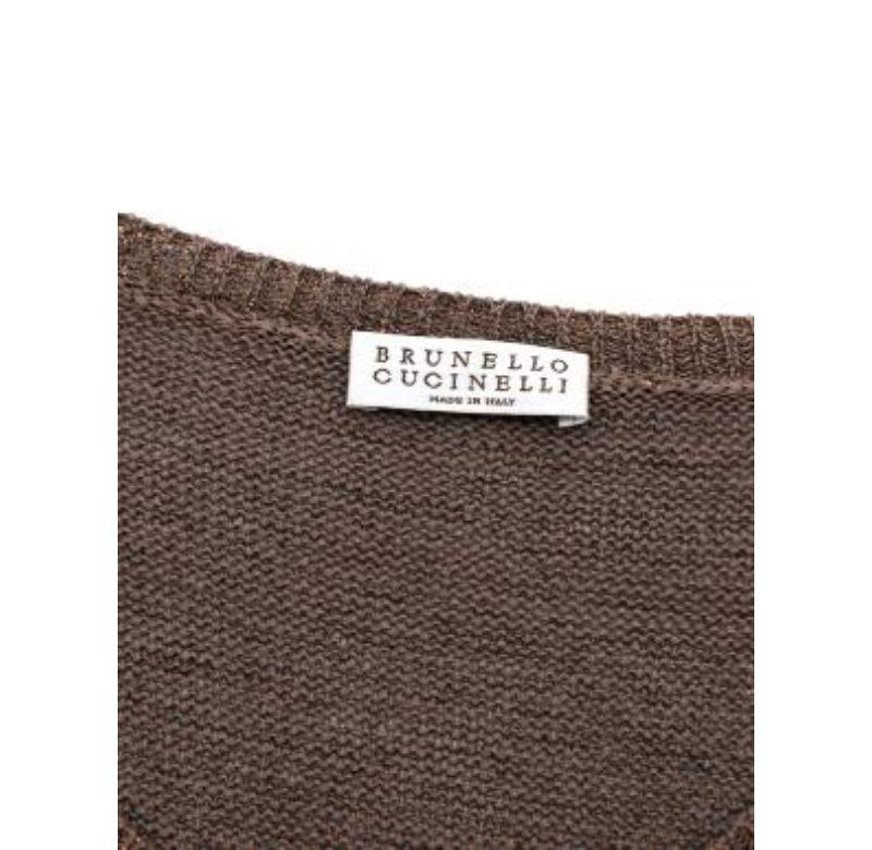Brown Metallic Cotton-Lurex Knitted Top For Sale 2