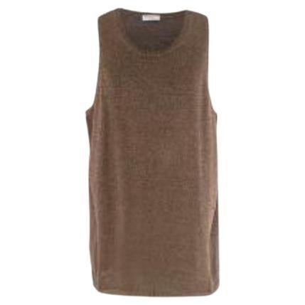 Brown Metallic Cotton-Lurex Knitted Top For Sale