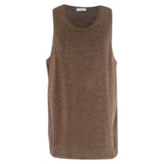 Brown Metallic Cotton-Lurex Knitted Top
