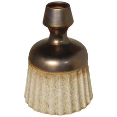 Brown Metallic Glaze Top, Cream Rib Bottom Vase, China, Contemporary