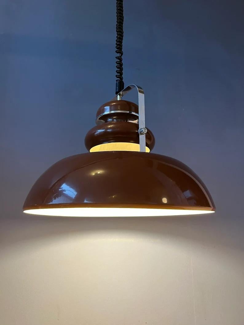 Brown Mid Century Anvia Space Age Pendant Lamp, 1970s In Good Condition For Sale In ROTTERDAM, ZH