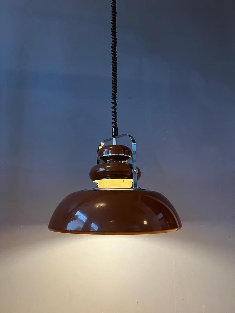 20th Century Brown Mid Century Anvia Space Age Pendant Lamp, 1970s For Sale