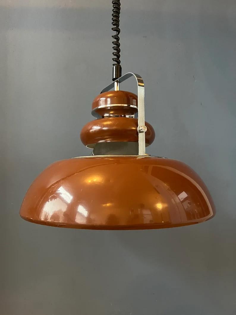 Brown Mid Century Anvia Space Age Pendant Lamp, 1970s For Sale 1