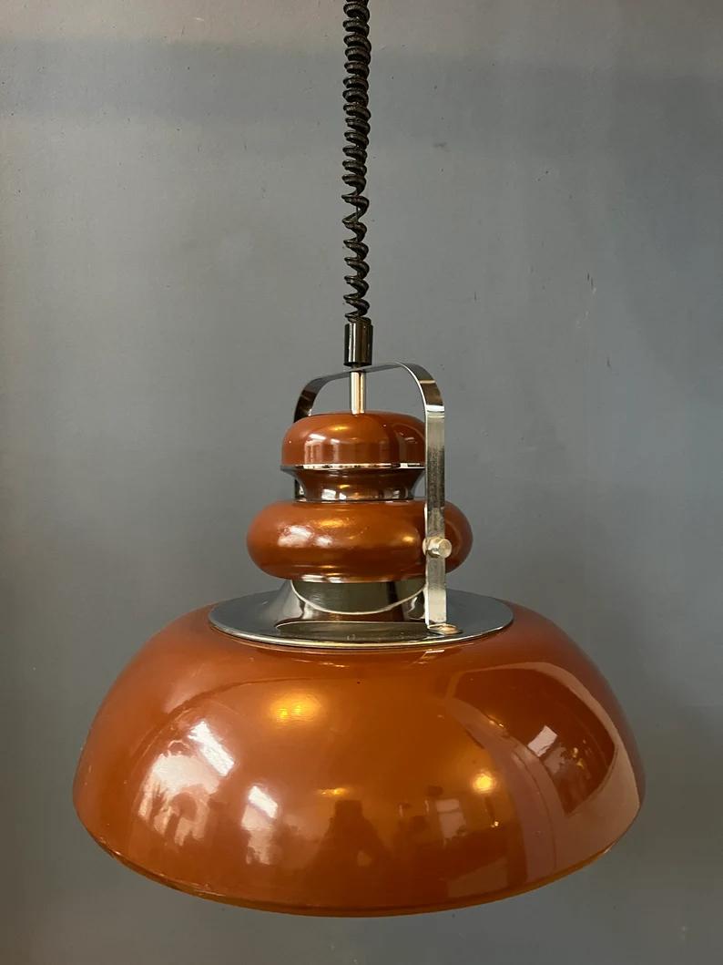 Brown Mid Century Anvia Space Age Pendant Lamp, 1970s For Sale 2