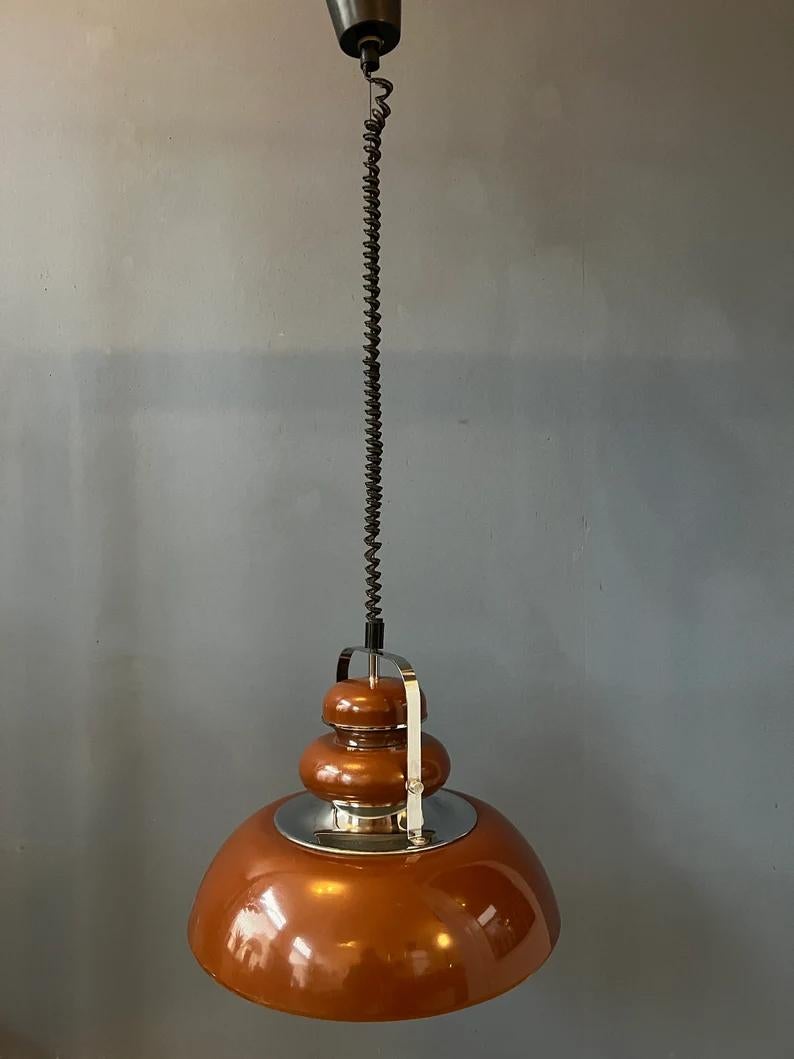 Brown Mid Century Anvia Space Age Pendant Lamp, 1970s For Sale 4