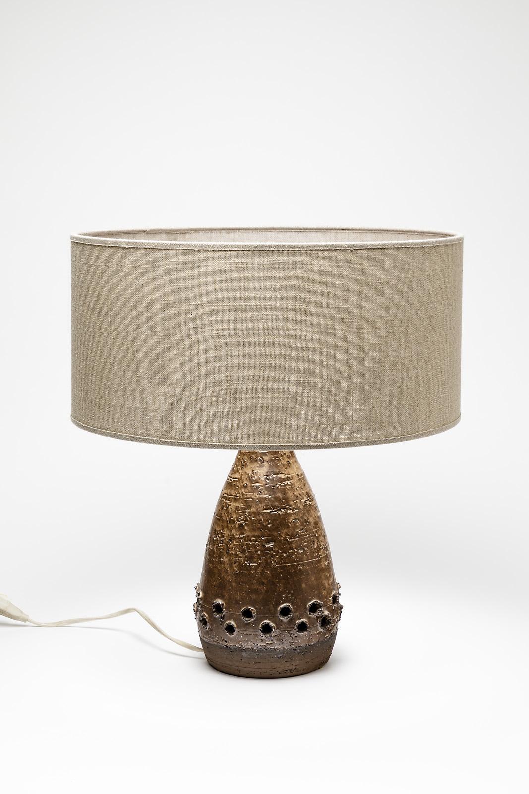 20th Century Brown Midcentury Design Ceramic Table Lamp by Roh B, circa 1970