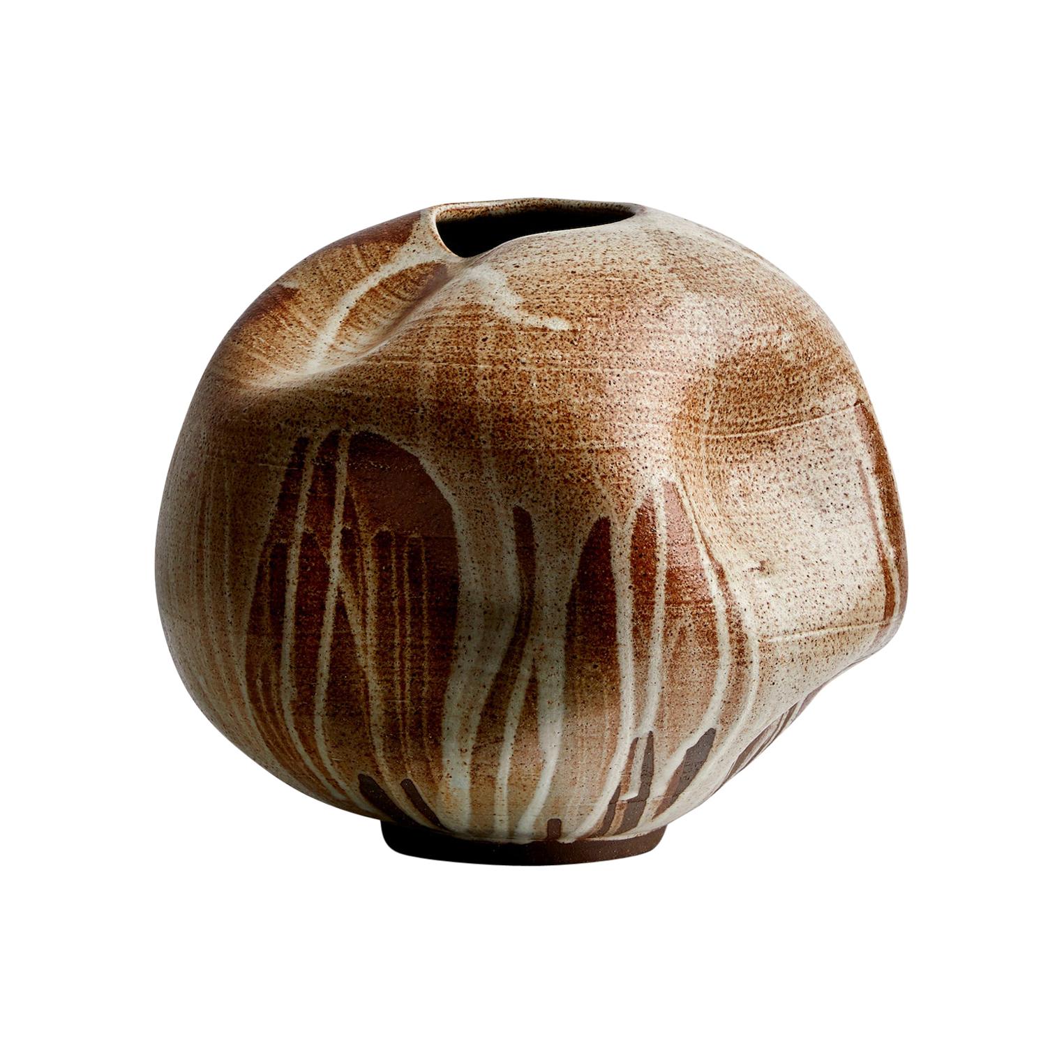 Brown Mid-Century Modern Handmade Ceramic Vase / Interior Sculpture / Stoneware