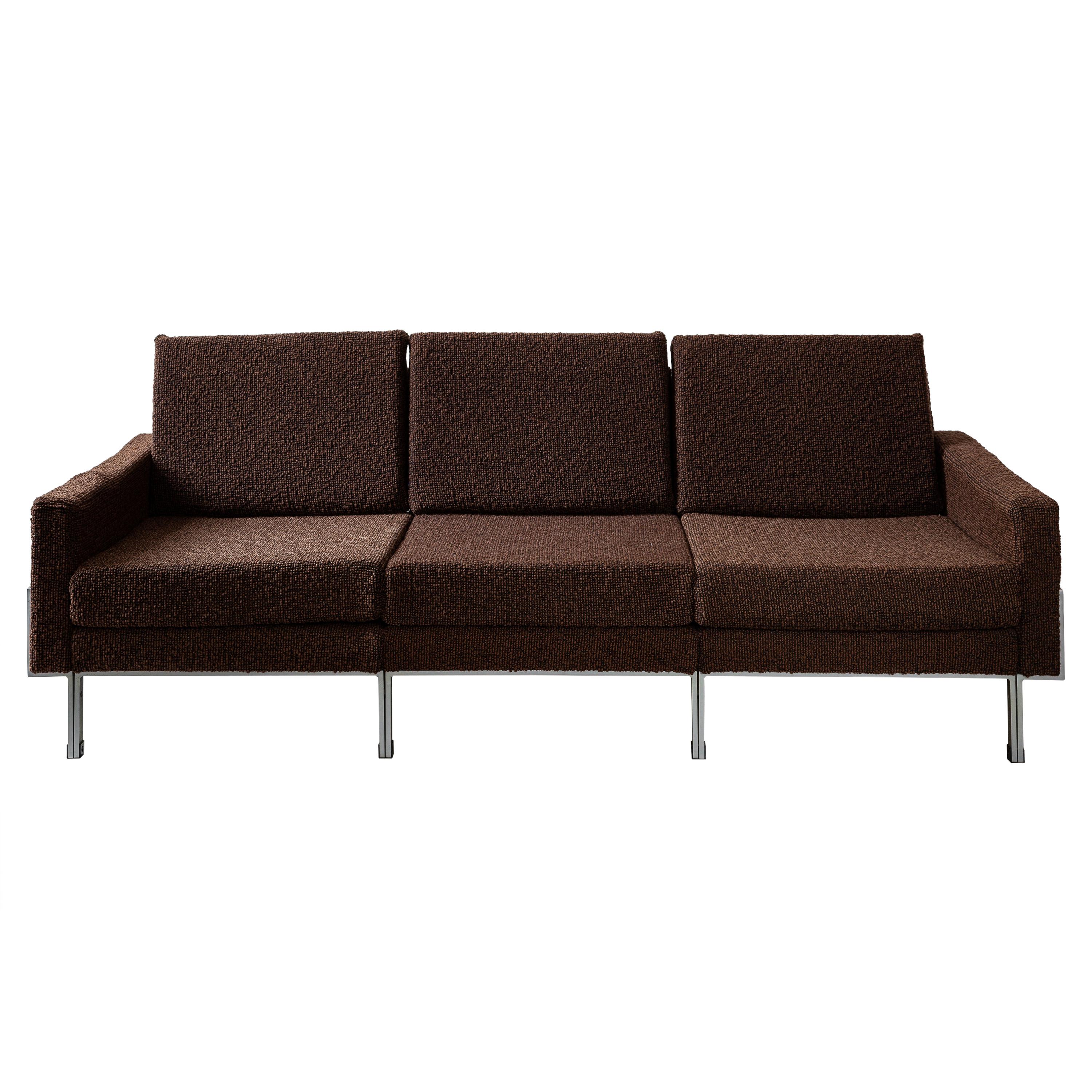 Brown Mid-Century Modern Three-Seat Sofa