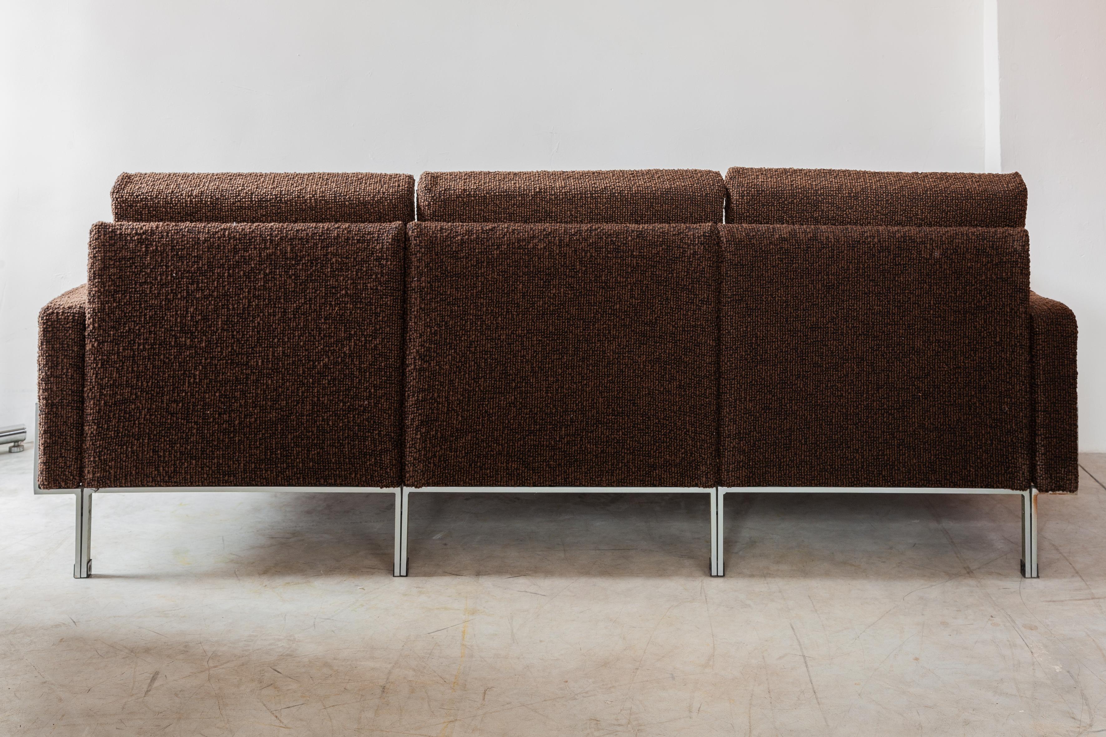 Dutch Brown Mid-Century Modern Three-Seat Sofa