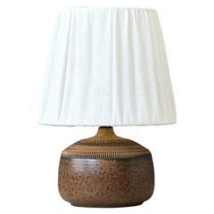 Brown Mid-Century Stoneware Table Lamp by Klase Höganäs, Sweden, 1960s.