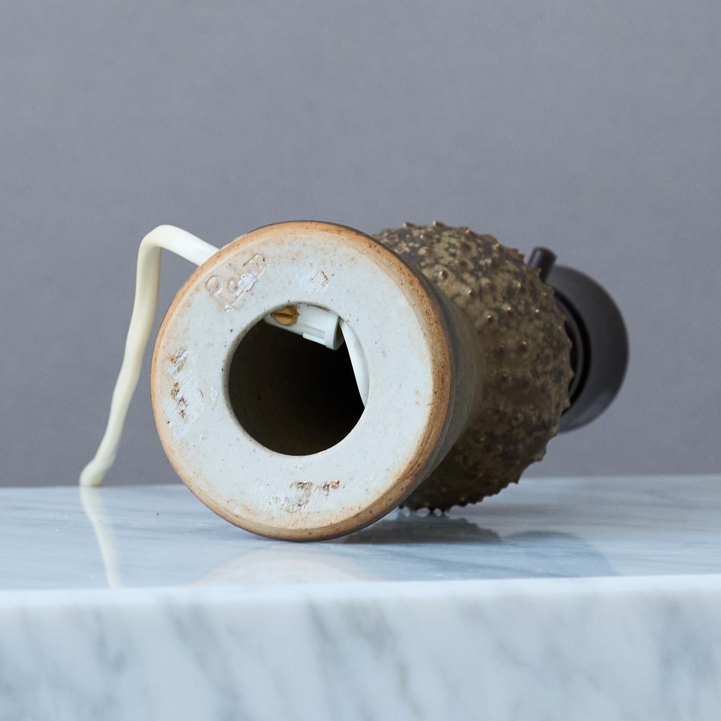 20th Century Brown Mid-Century Stoneware Table Lamp by Rolf Palm, Sweden, 1960s. For Sale