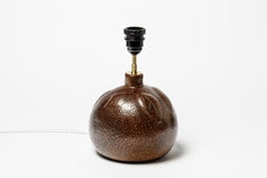Brown Midcentury Ceramic Table Lamp by Lacveau French 1970 Design