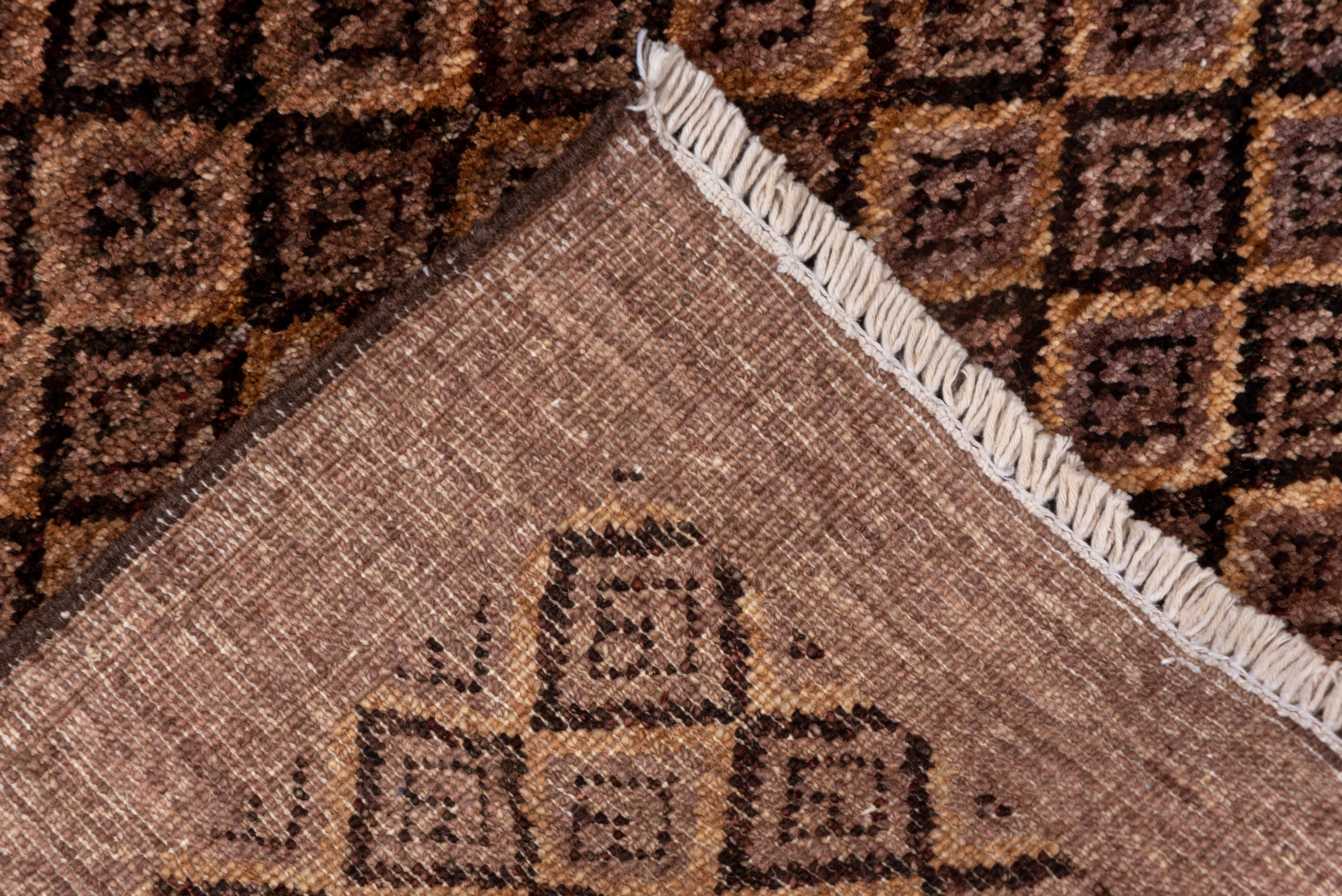 Hand-Knotted Brown Modern Afghan Rug, Mid-Century Modern, Diamond Pattern