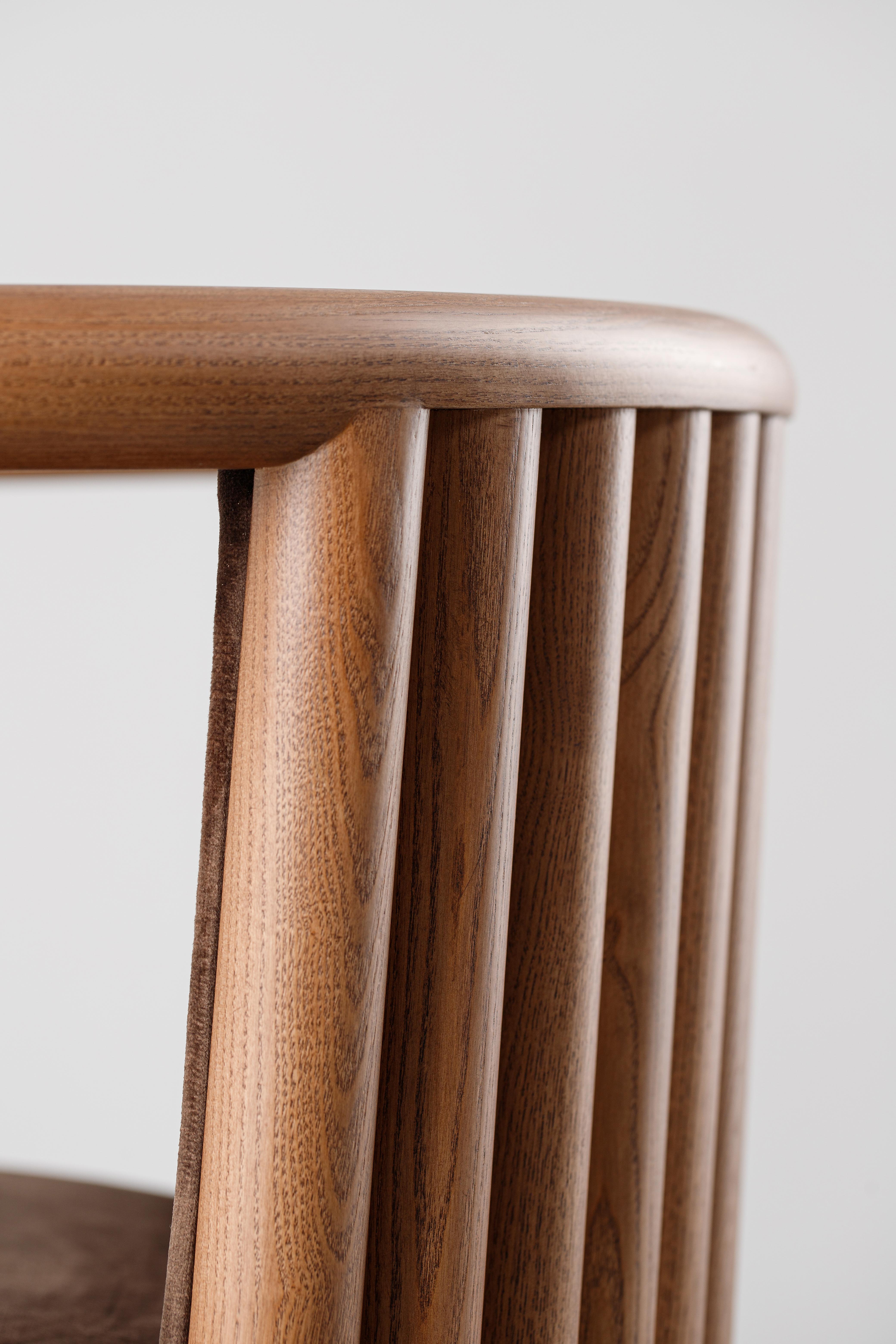Moldovan Brown Modern Alton Solid Wood Dining Chair For Sale