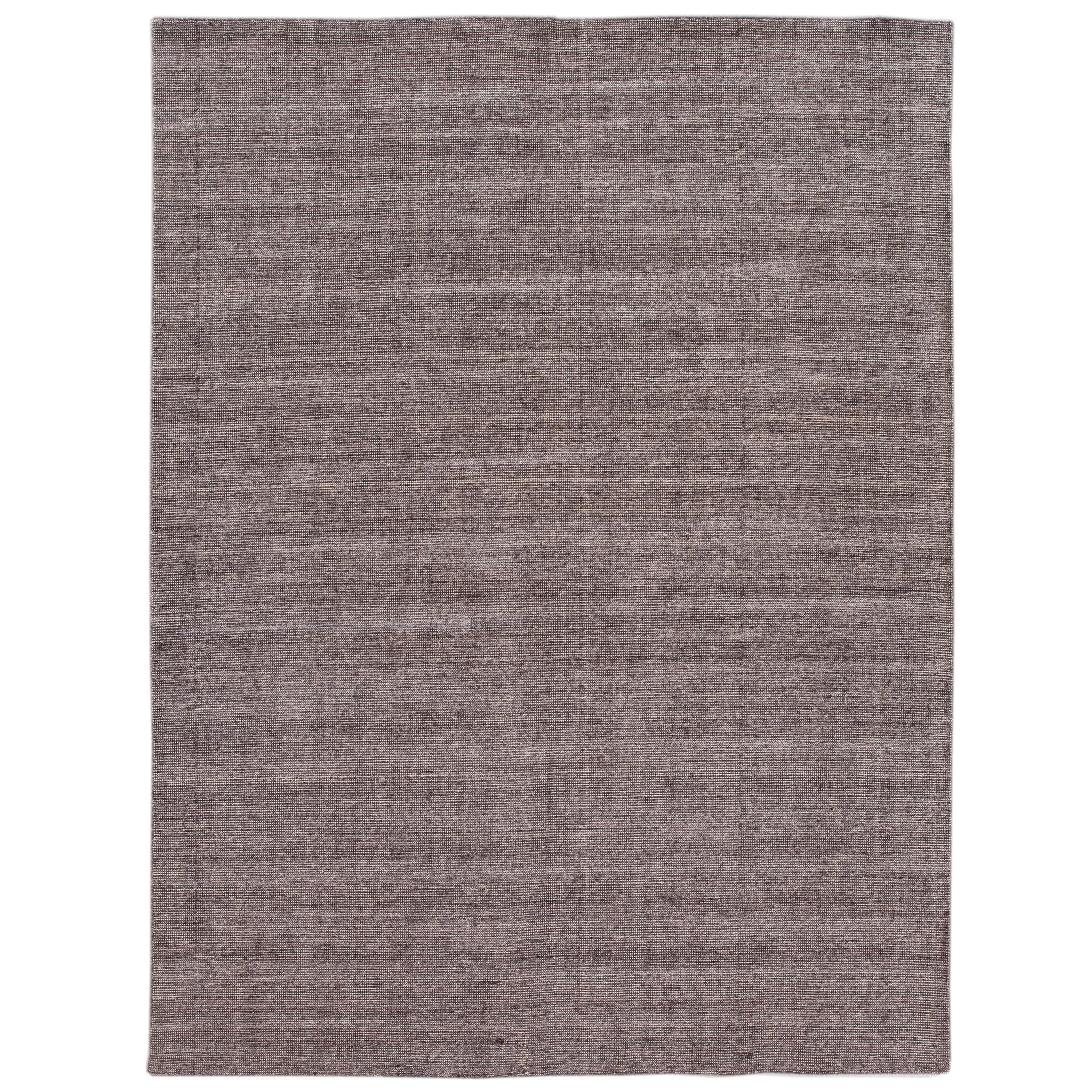 Groove Collection Modern Bamboo Silk & Wool Rug in Beige and Gray By Apadana For Sale