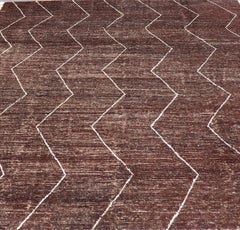 Brown Hand-Knotted Moroccan Zig-Zag Rug, 9'1" x 12'0" by Keivan Woven Arts