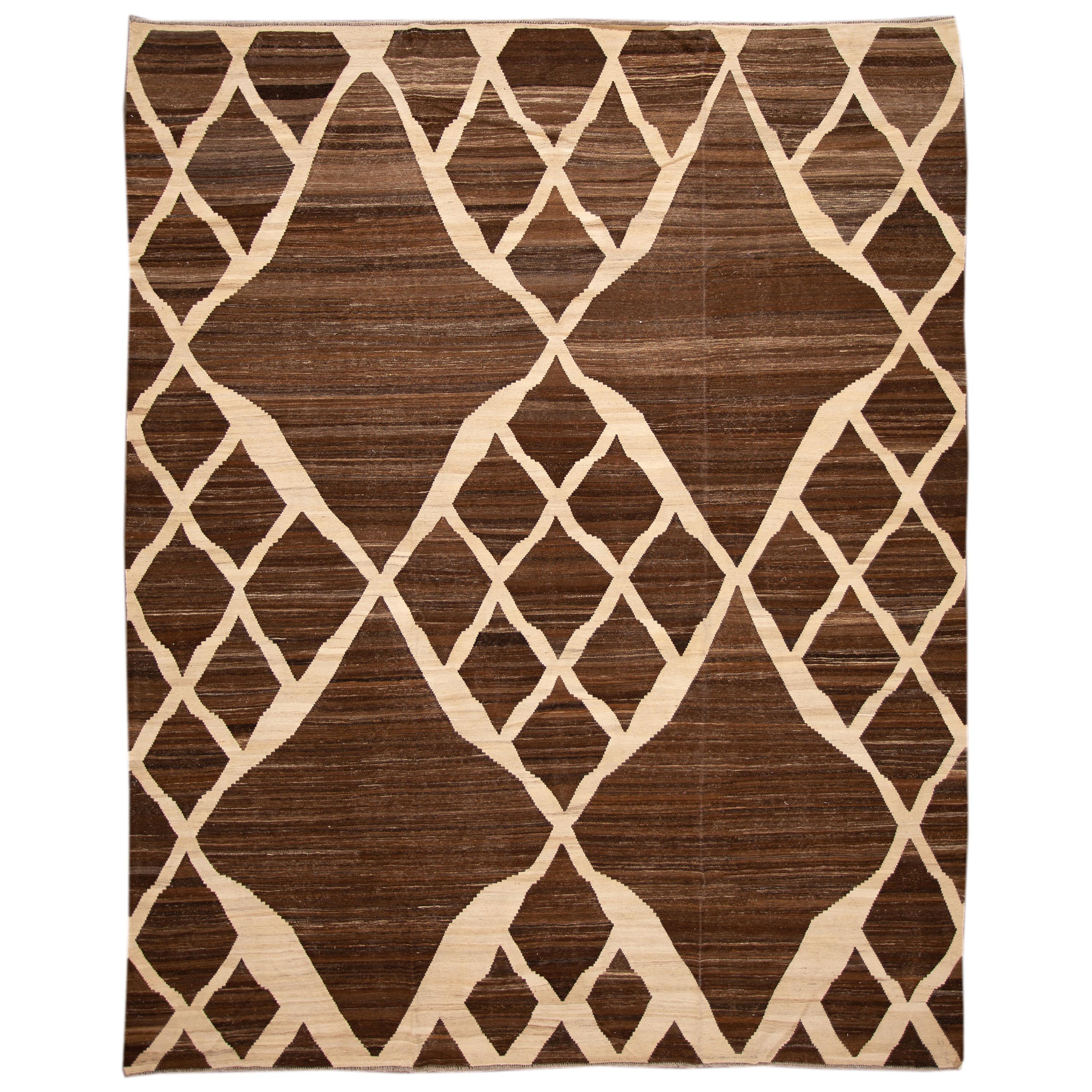 Modern Geometric Kilim Handmade Wool Rug For Sale at 1stDibs