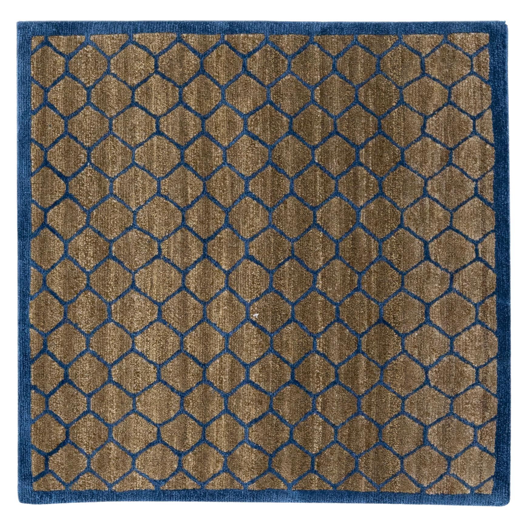 Alfombra de lana marrón, moderna, geométrica, hecha a mano y personalizada