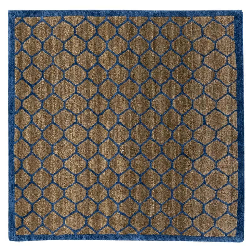 Rug and Kilim’s Modern Custom Rug Sample in Brown and Gold Geometric ...