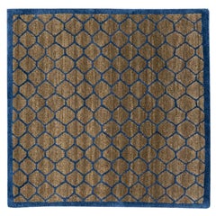 Tappeto di lana marrone moderno fatto a mano geometrico personalizzato