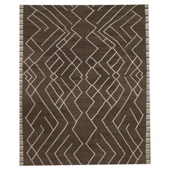 Brown Modern Kilim Rug Scandinavian Style Wool Rug, Geometric Carpet