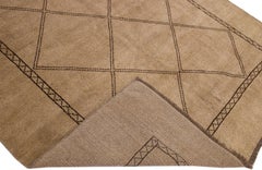 Brauner moderner marokkanischer Wollteppich mit Stammesmotiv, handgefertigt von Apadana