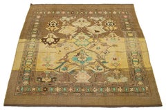 Brown Modern Revival Handmade Wool Rug With Floral Pattern
