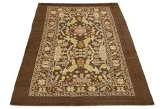 Brown Modern Revival Wool Rug With Allover Floral Design