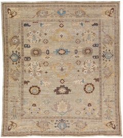 Brown Modern Sultanabad Wool Rug with Floral Design