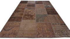 Brown Modern Vintage Patchwork Wool Rug 5'8''x7'8''