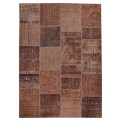Brown Modern Antique Patchwork Wool Rug 5'8''x7'8''