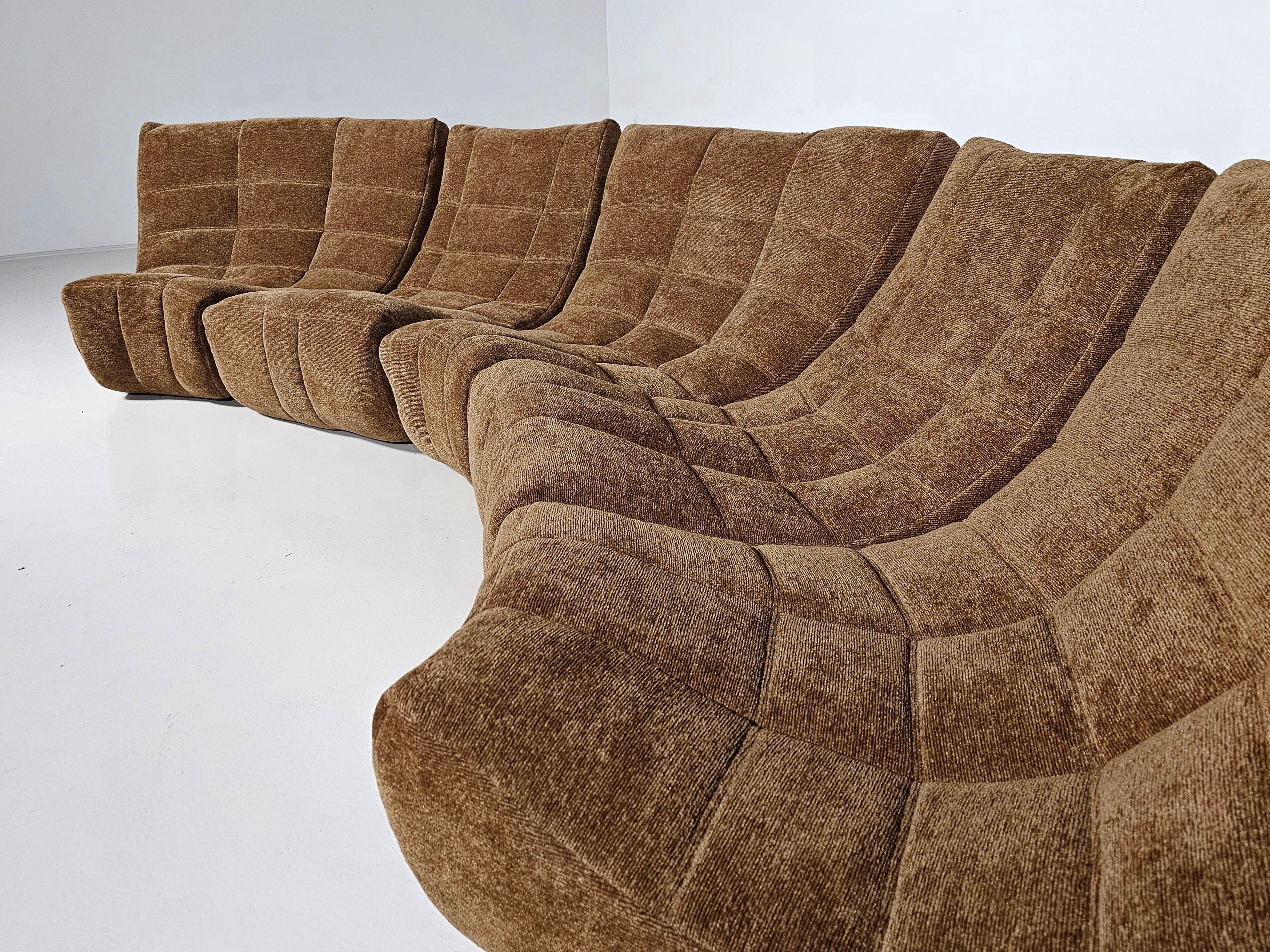 Brown Modular 'Gilda' sofa by Michel Ducaroy for Ligne Roset, France For Sale 3