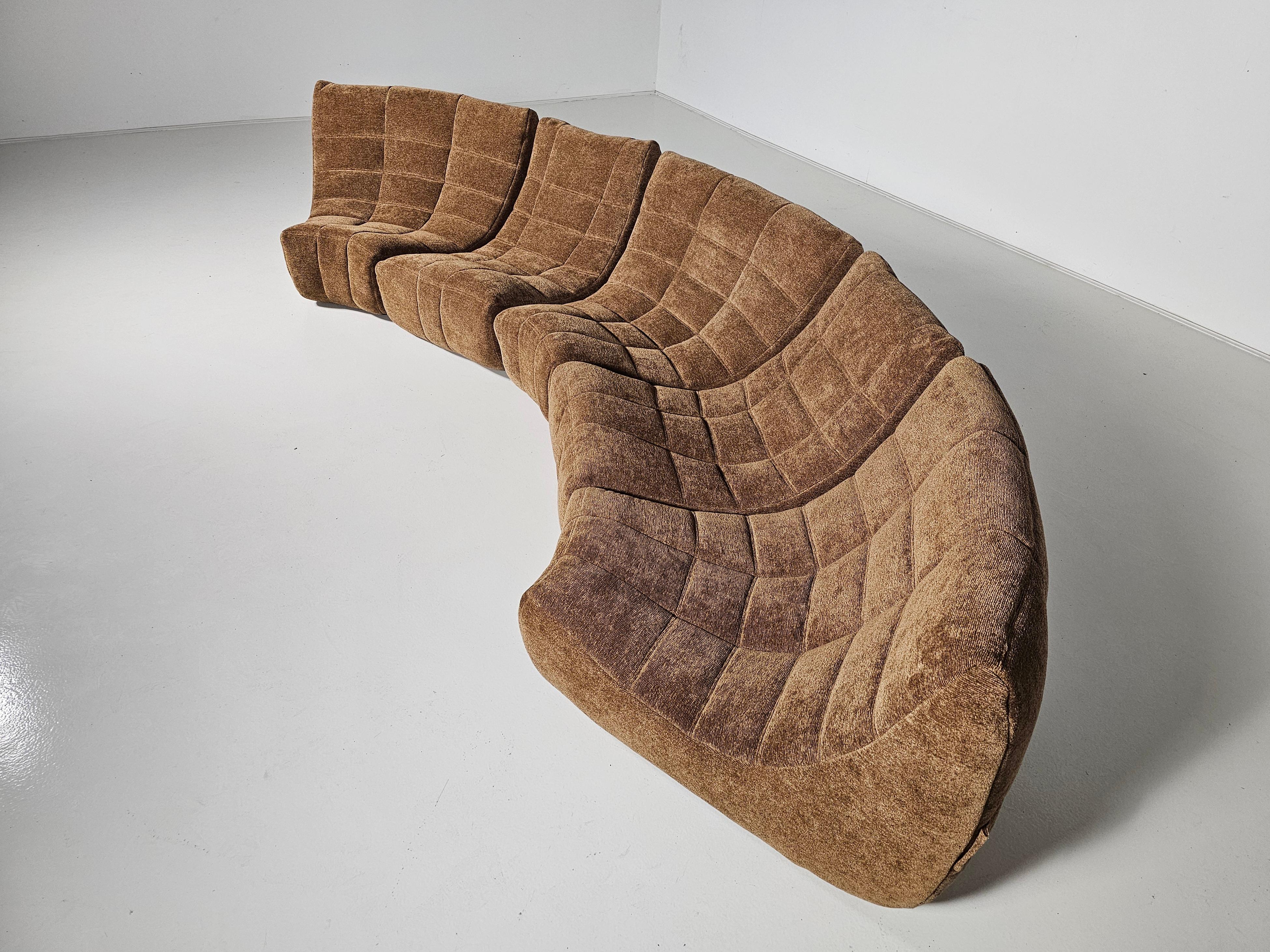 Brown Modular 'Gilda' sofa by Michel Ducaroy for Ligne Roset, France For Sale 5