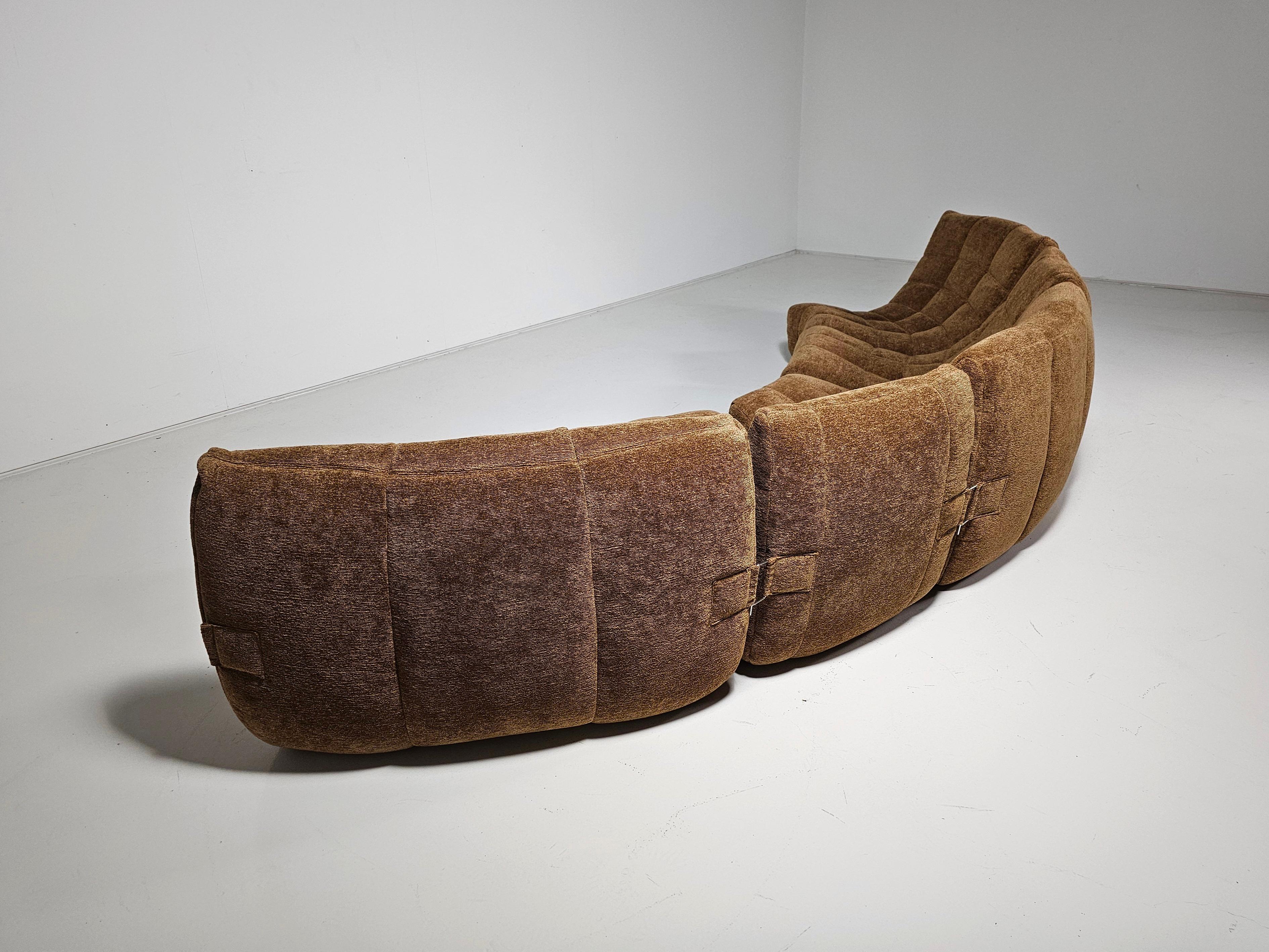 French Brown Modular 'Gilda' sofa by Michel Ducaroy for Ligne Roset, France For Sale