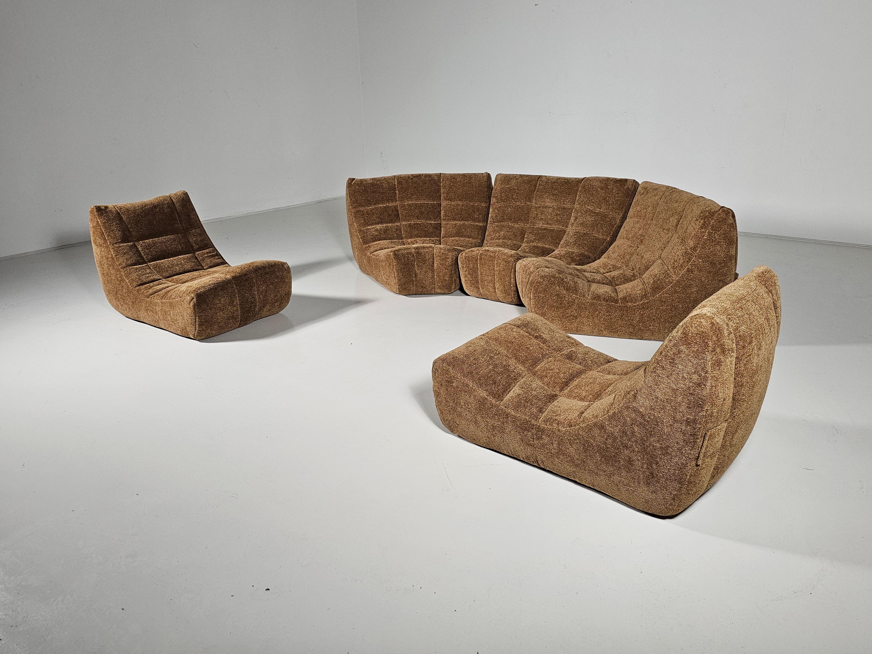 Late 20th Century Brown Modular 'Gilda' sofa by Michel Ducaroy for Ligne Roset, France For Sale