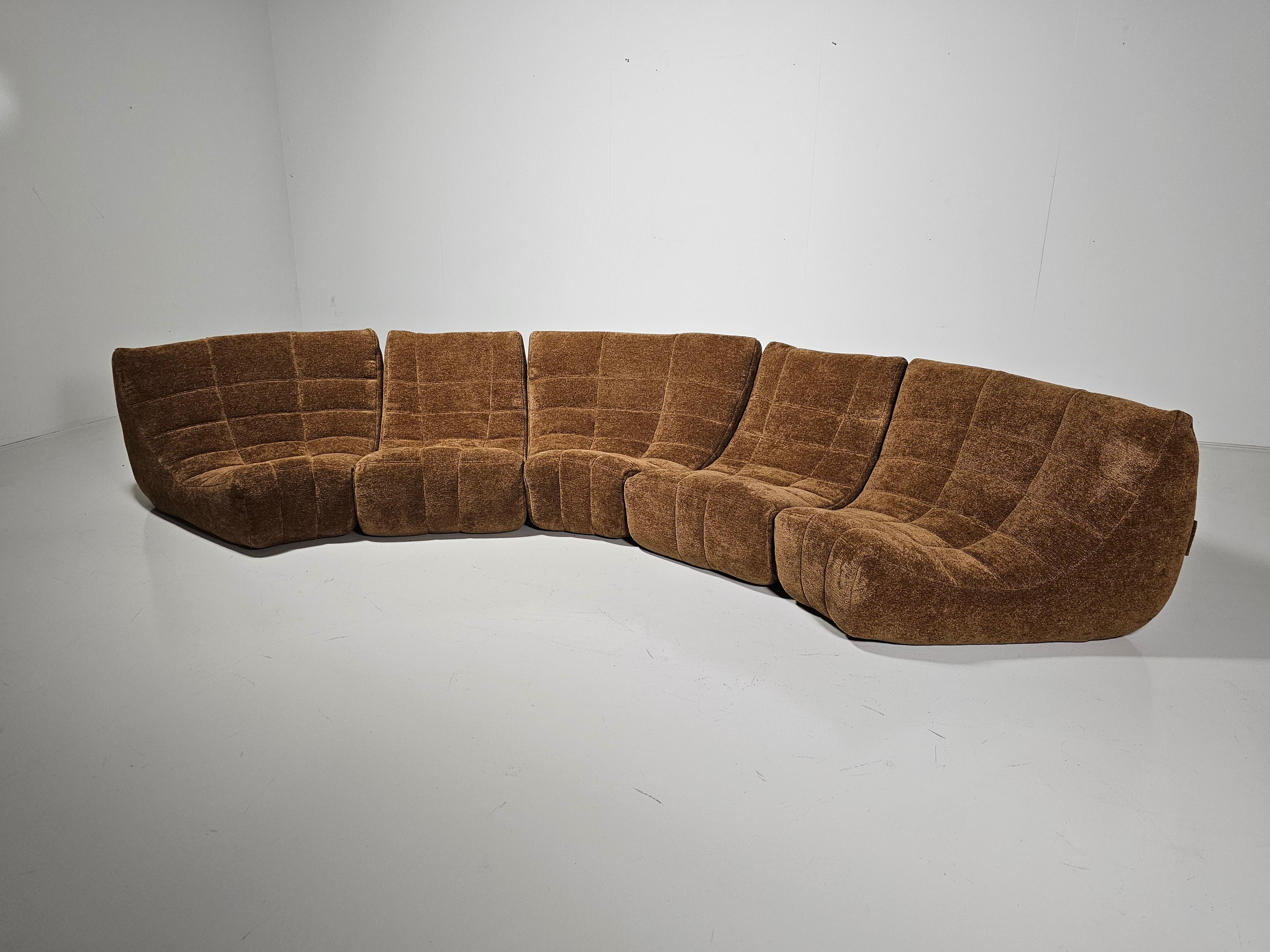 Late 20th Century Brown Modular 'Gilda' sofa by Michel Ducaroy for Ligne Roset, France For Sale