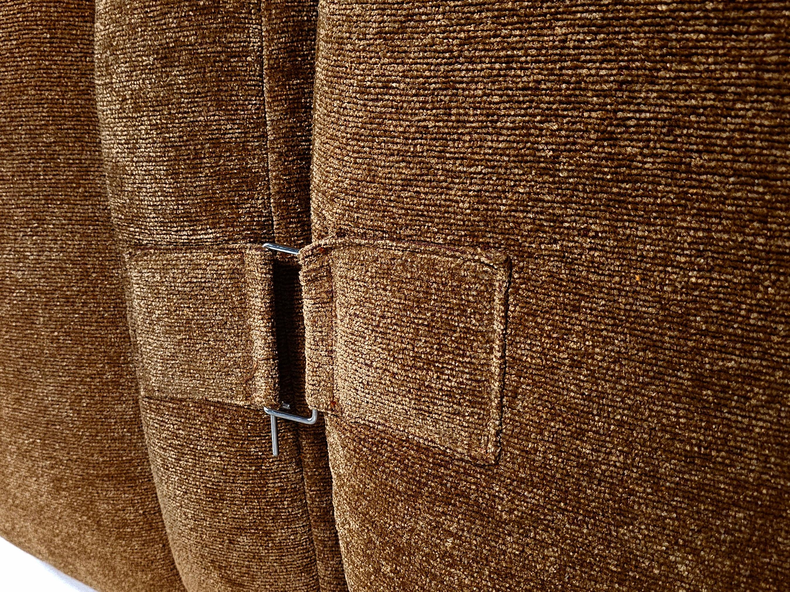 Chenille Brown Modular 'Gilda' sofa by Michel Ducaroy for Ligne Roset, France