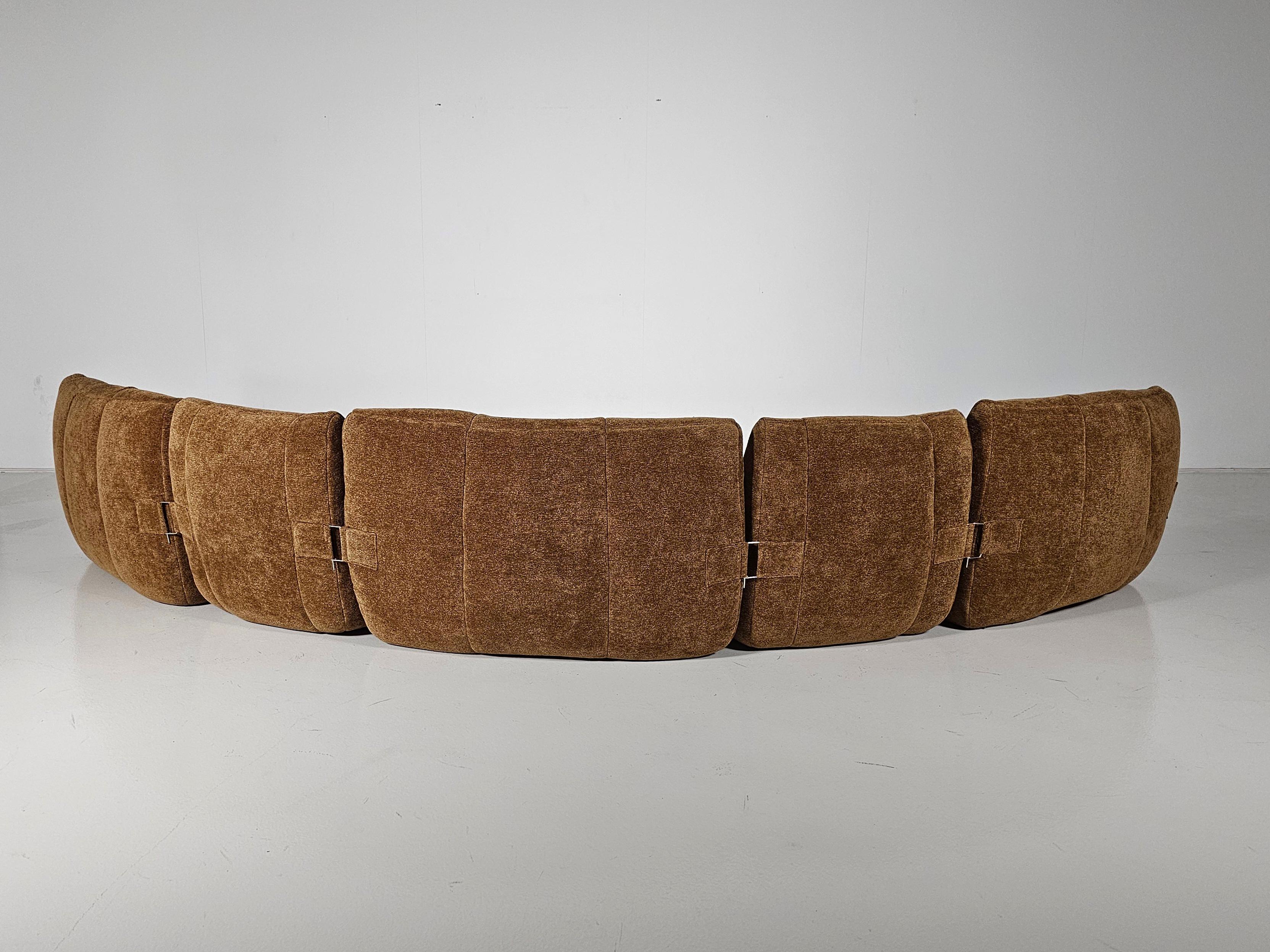 Brown Modular 'Gilda' sofa by Michel Ducaroy for Ligne Roset, France 1